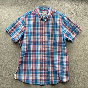Mizzen and Main Trim Fit Leeward Shirt Men XXL Blue Plaid Geometric Short Sleeve